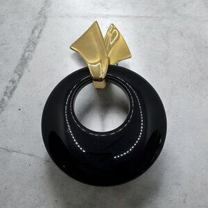 Vintage Trifari Slide Pendant Large Black Gold 80s‎ Abstract